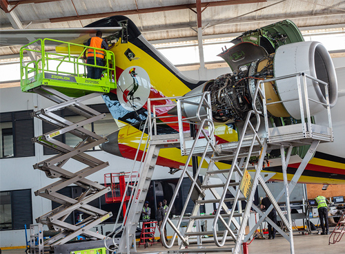 Aircraft in hangar