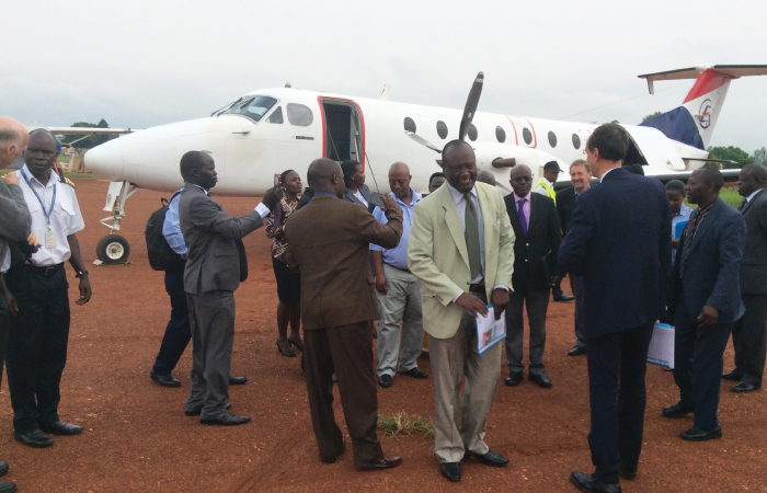 Passengers boarding a charter